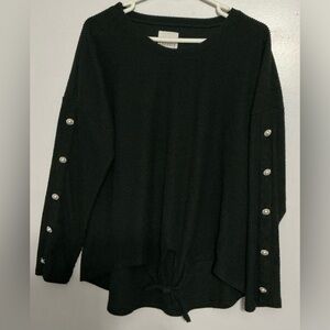 Chic Black Button Sleeve Women's Top